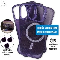 Capa iPhone 16 Pro Max - Stand Glitter Magsafe Dark Purple